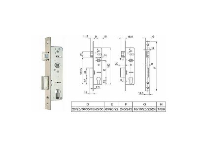 Zámek EURO-S Fab 90/35 střelka hl.50 bez PP (014605) (804514)