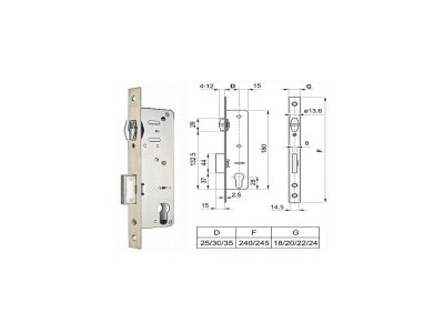 Zámek EURO-V Fab 25/22 váleček hl.40