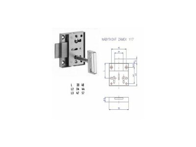 Nábytkový zámek 117/40 kl.M7