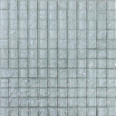 Mozaika ASBH40 skleněná bílá s efektem popraskaného skla 29,7x29,7cm sklo