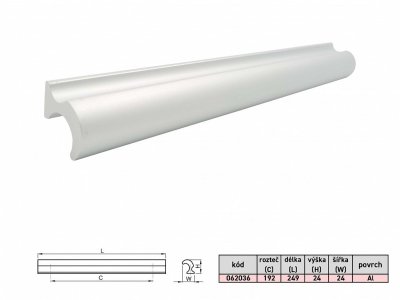 IVETA 812 192/250 úchytka Al "AKČNÍ CENA BEZ SLEVY"