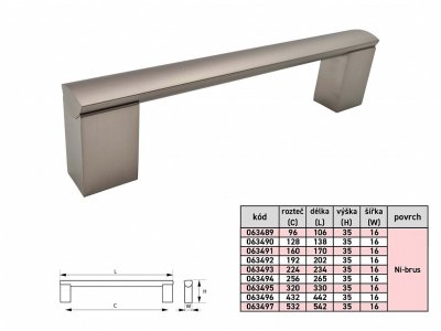 PORTA úchytka 432/442 mm Ni-broušený