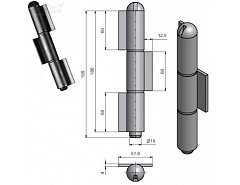 Závěs vratový/čepový 180mm č.92990000 nosnost 80kg/ks