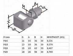 Závěs seřizovatelný s matkou M16 nosnost 30kg