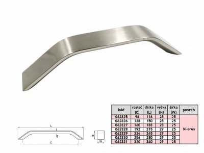 ZORA 128/141mm úchytka Ni-broušený