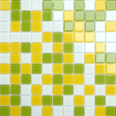 Mozaika CH4005PM skleněná žlutá zelená bílá 30x30cm sklo