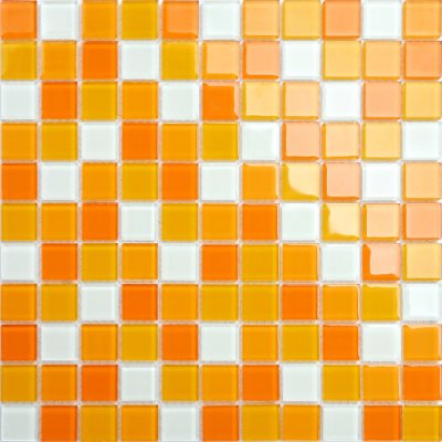 Mozaika CH4008PM skleněná bílá oranžová 30x30cm sklo