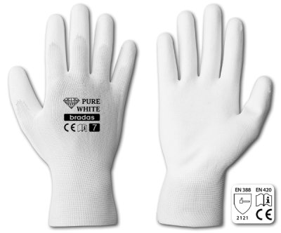 Rukavice pracovní Pure White (PU) vel.9