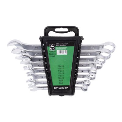 GK TOOLS Sada očkoplochých klíčů, chrom 8 dílů | 6-22 mm, plastový držák