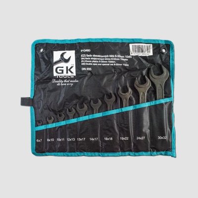 GK TOOLS Sada plochých klíčů 10 dílů | 6-32 mm, textilní obal