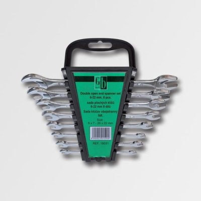 GK TOOLS Sada plochých klíčů, chrom | 6-22 mm, 8 dílů, plastový držák