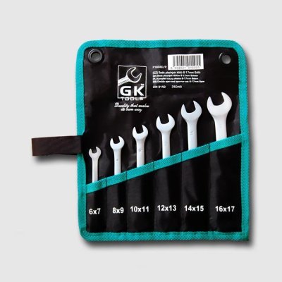 GK TOOLS Sada plochých klíčů, matné | 6-17 mm, 6 dílů, textilní obal