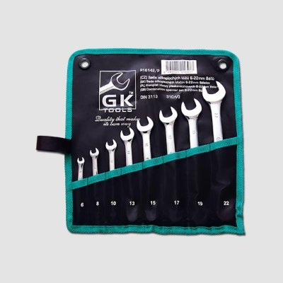 GK TOOLS Sada očkoplochých klíčů, matné | 6-22 mm, 8 dílů, textilní obal