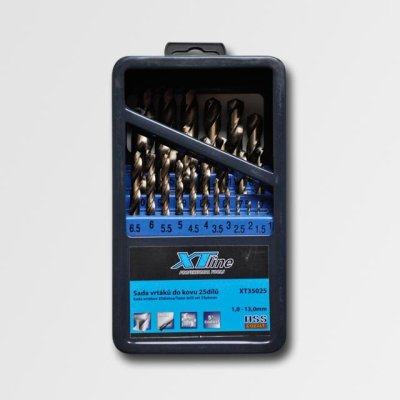 XTLINE Sada vrtáků do kovu cobalt HSS-Co 5, 25 dílů | 1-13 mm, kovový box