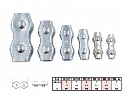 Lanová svorka DUPLEX lanko 3mm BZn M4