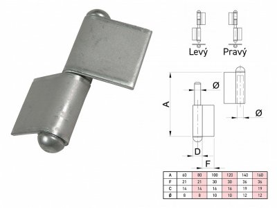 Závěs k přivaření s praporkem 120x10,2x33mm LEVÝ 495 SX