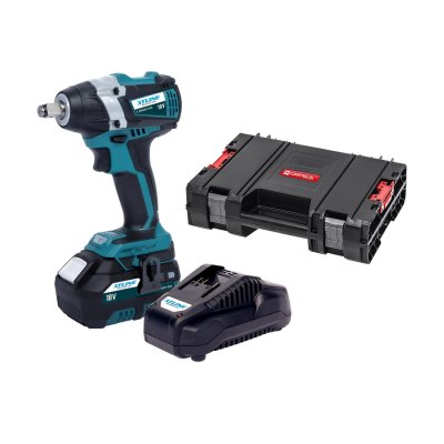 XTLINE Aku rázový utahovák na 1/2" hlavice bezuhlíkový 18 V + baterie 5.0 Ah + nabíječka 3.5 A + box