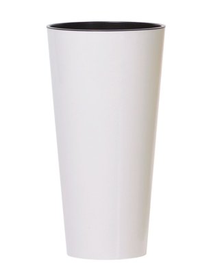 Květináč TUBUS SLIM s vkladem 20 cm - barva: bílá (lesklá)