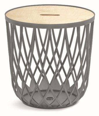Univerzální koš UNIQUBO s dřevěným víkem 44,7 cm - barva: šedý kámen