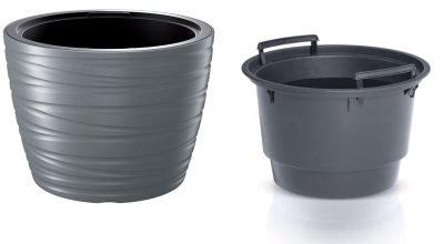 Květináč nízký MAZE s vkladem 37,5 cm - barva: šedý kámen