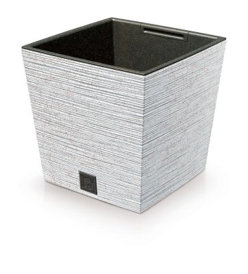 Květináč FURU SQUARE LOW ECO WOOD s vkladem 29,5 cm - barva: bílá ECO