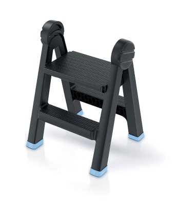 Schůdky TITAN LADDER  47,0x43,5x63 cm oboustranné - barva: černá s modrými prvky