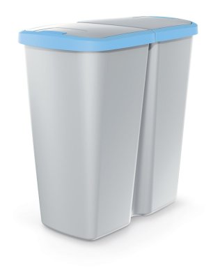 Odpadkový koš COMPACTA Q DUO - objem: 45 l, barva: popelavá se světle modrým víkem