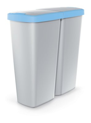 Odpadkový koš COMPACTA Q DUO - objem: 50 l, barva: popelavá se světle modrým víkem