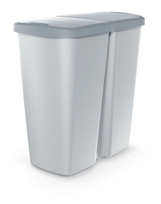 Odpadkový koš COMPACTA Q DUO - objem: 45 l, barva: popelavá se světle šedým víkem