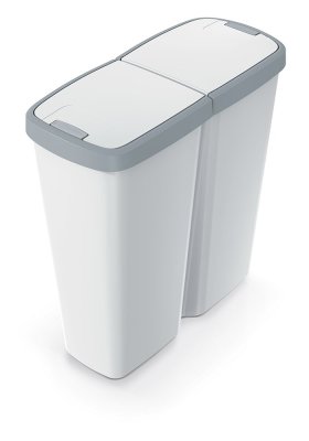 Odpadkový koš COMPACTA Q DUO - objem: 50 l, barva: popelavá se světle šedým víkem