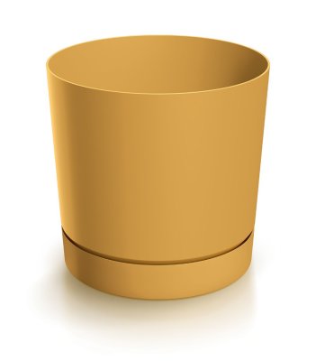 Květináč TUBO P s miskou 14,8 cm - barva: hořčice