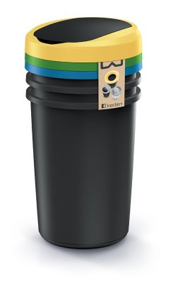 Odpadkový koš COMPACTA R FLAP SET - objem: 3x40 l, barva: recyklovaná černá