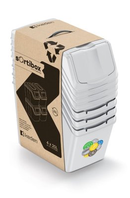 Sada 4 odpadkových košů SORTIBOX - objem: 4x20 l, barva: popelavá šedá