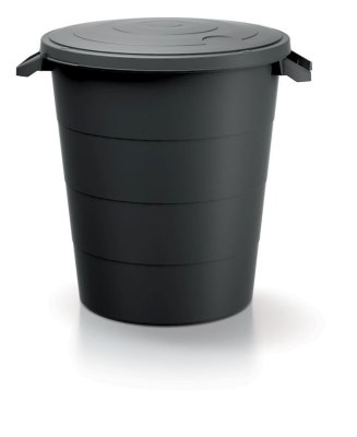 Plastová nádoba s úchyty SMOOTH  120 l - barva: recyklovaná černá