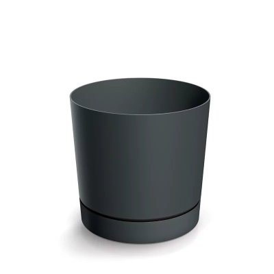 Květináč TUBO P s miskou 39 cm - barva: tmavě šedá