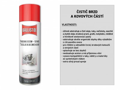 Čistič brzd a kovových částí sprej 500 ml, BALLISTOL 25362 (25340)