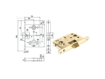 Zámek vložkový střelka K052 BZn P-L