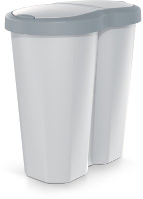 Odpadkový koš COMPACTA R DUO 40l - barva: popelavá se svetle šedým víkem