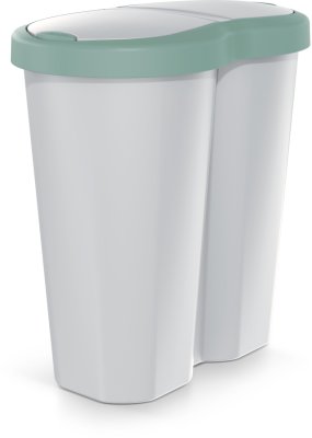Odpadkový koš COMPACTA R DUO 40l - barva: popelavá se svetle zeleným víkem