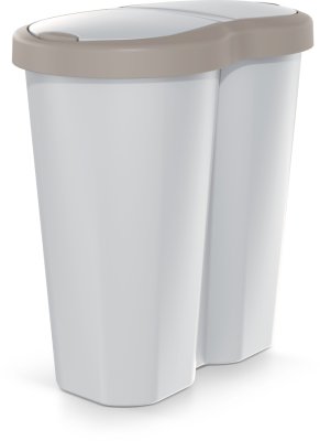 Odpadkový koš COMPACTA R DUO 40l - barva: popelavá se světle hnědým víkem