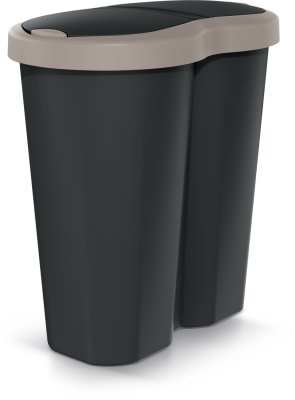 Odpadkový koš COMPACTA R DUO 40l - barva: černá se světle hnědým víkem