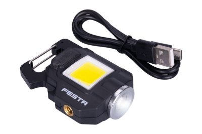 LED COB MINI nabíjecí svítilna FESTA 750lm IP44 s magnetem a karabinou