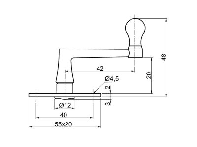 OBRTLÍK S KULIČKOU 20mm MOSAZ