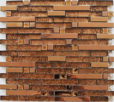Mozaika JSM-JB042 skleněná nerezová hnědá bronzová 30x30cm sklo kov metal