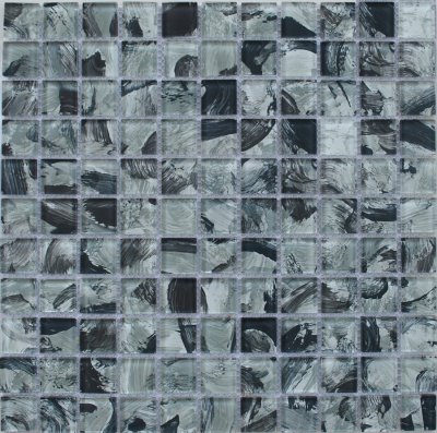 Mozaika JSM-CH016 skleněná šedá černá 29,7x29,7cm sklo