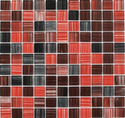 Mozaika JSM-CH001 skleněná červená hnědá černá 29,7x29,7cm sklo