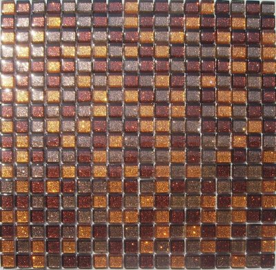 Mozaika JSM-ZL010 skleněná perleť oranžová hnědá 29,7x29,7cm sklo