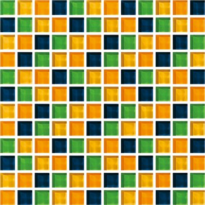 Mozaika CH4032 skleněná žlutá modrá zelená 30x30cm sklo